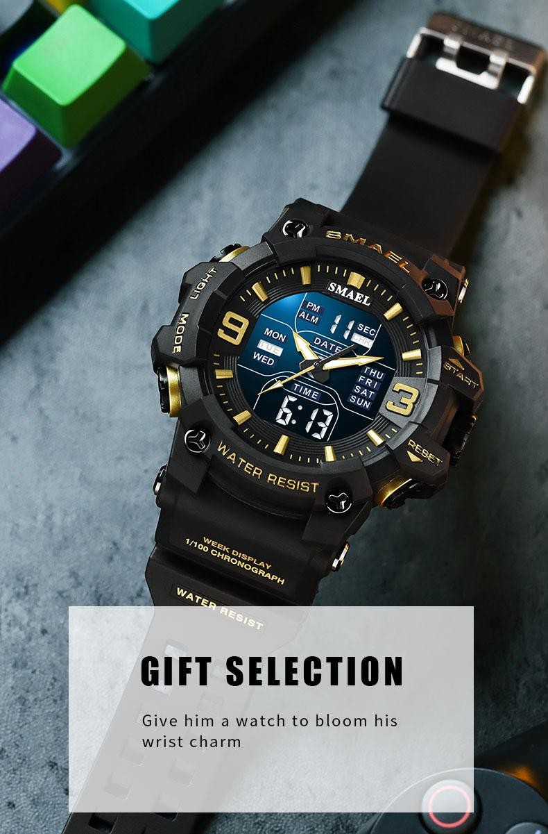 SMAEL 8049 Men’s Sport Watch Dual Display LED Quartz Waterproof 50M Alarm