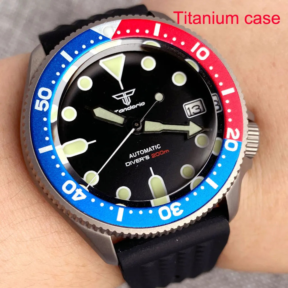 Tandorio New 20ATM 37mm SKX Style Diver Titanium Automatic Watch Sapphire Glass