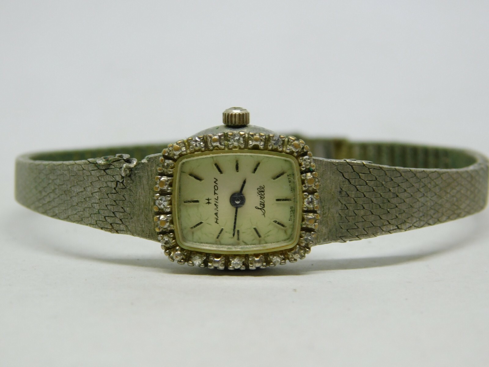 Vintage Hamilton Saville Diamonds Swiss Made Wind-up Women’s Watch Sz. 6 3/4″