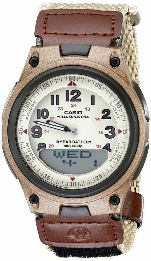 Casio Men’s Quartz 30 Page Databank Brown Canvas 40mm Watch AW80V-5BV