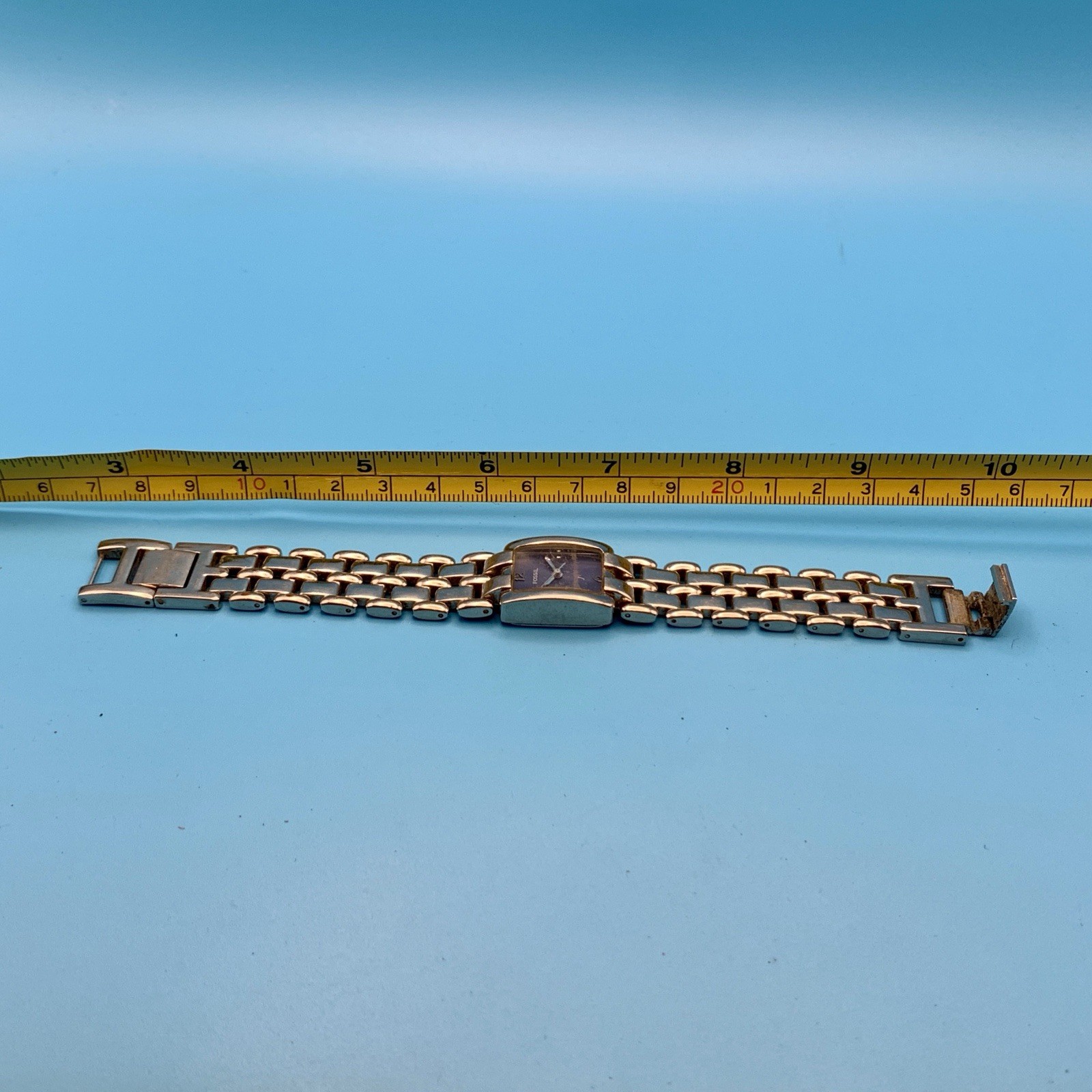 FOSSIL F2 ES-8930 Women’s Tank Quartz Bracelet Wristwatch Working New Battery