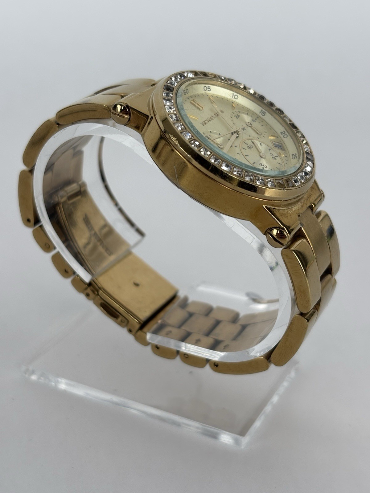 Michael Kors MK-5623 38mm Gold Tone Quartz Date Watch w/Bracelet & New Battery