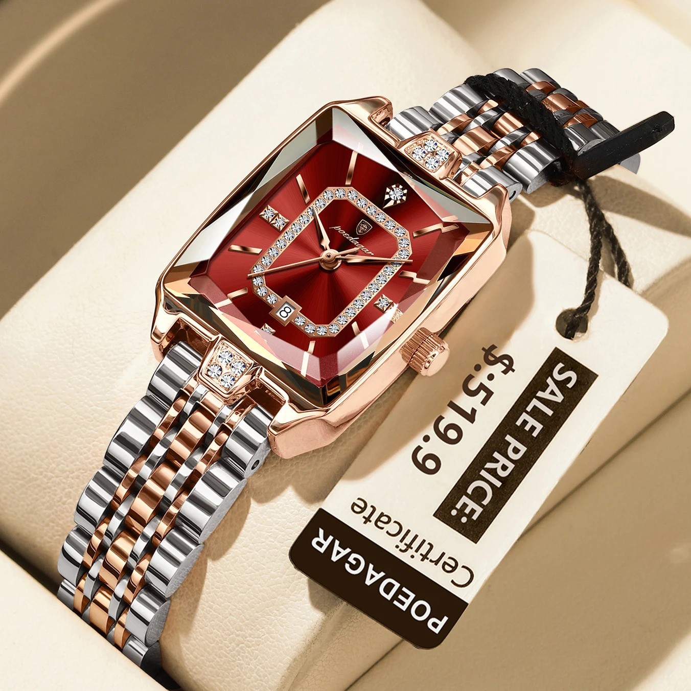 POEDAGAR Women Quartz Watch Waterproof Stainless Steel band Luminous Date