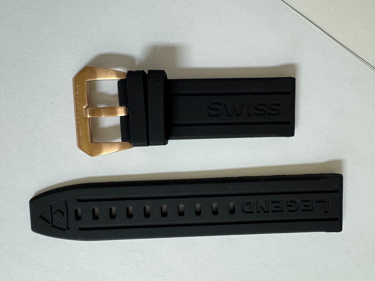 Man’s Swiss Legend Silicone/Rubber Black watch band strap 24mm