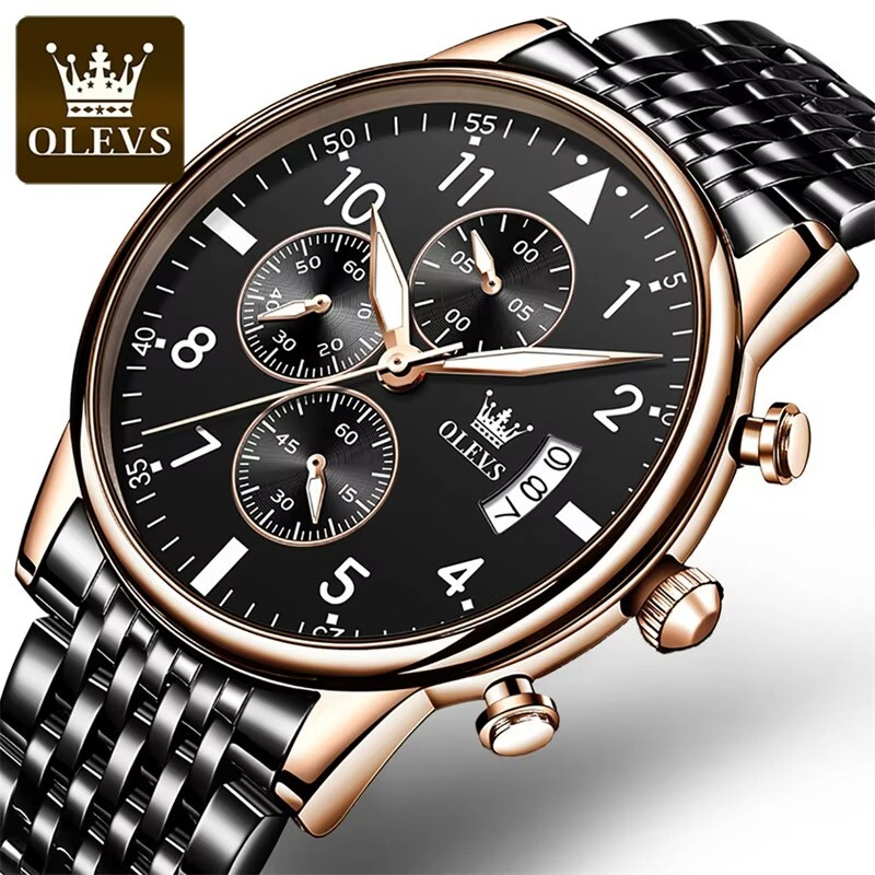 Waterproof Luminous OLEVS Men’s Watch Luxury Sports Chronograph Stainless Strap