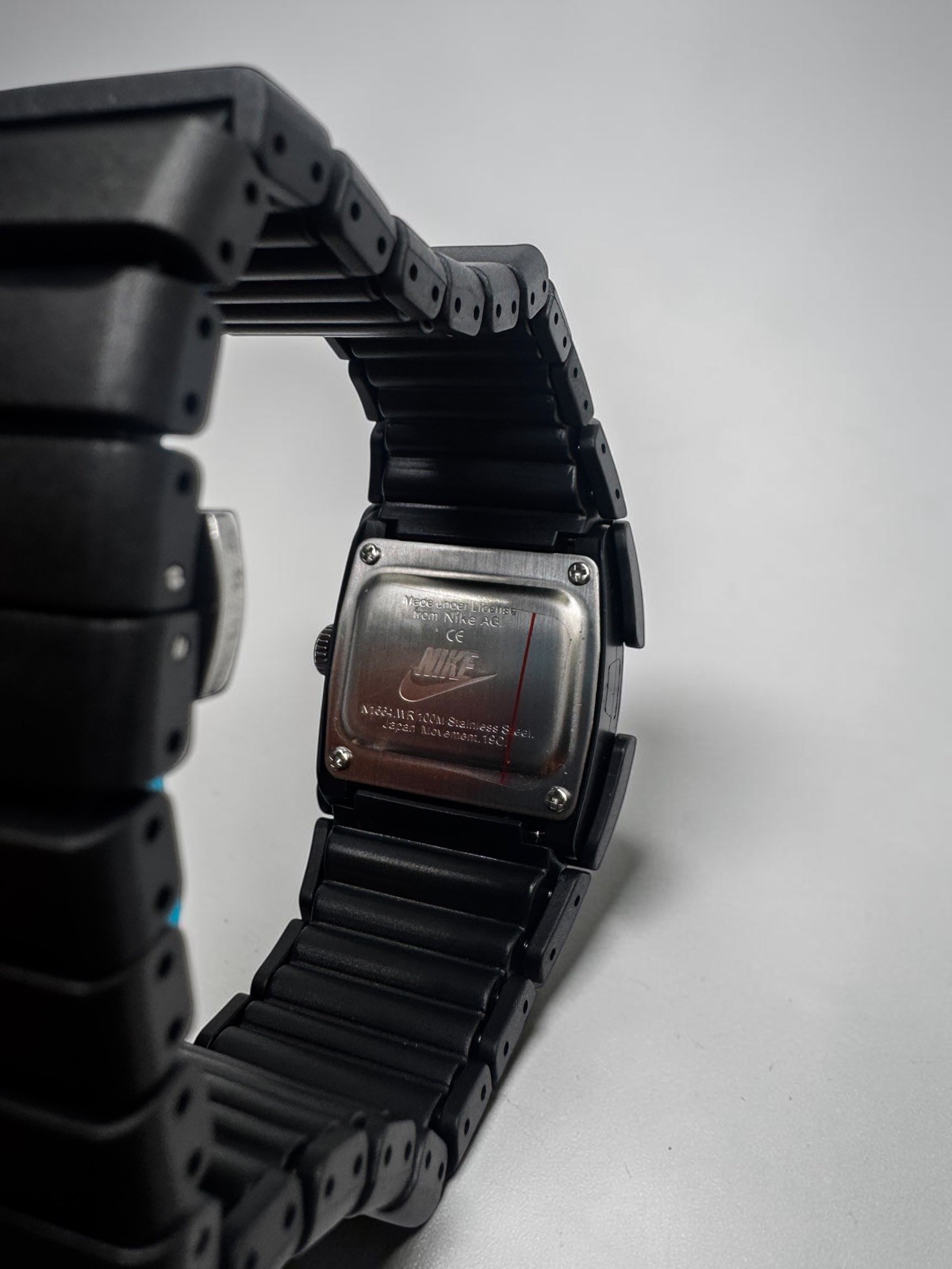 Vintage Nike D-Line Watch Matte Black Neon Dial Japan Movement Y2K Cyber Rare
