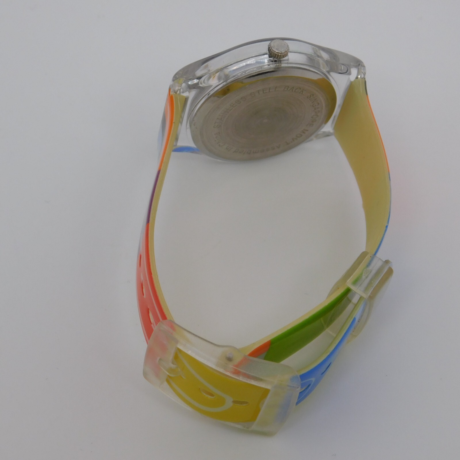 Clear Plastic Case Multicolor Quartz Analog Women’s Watch New Battery