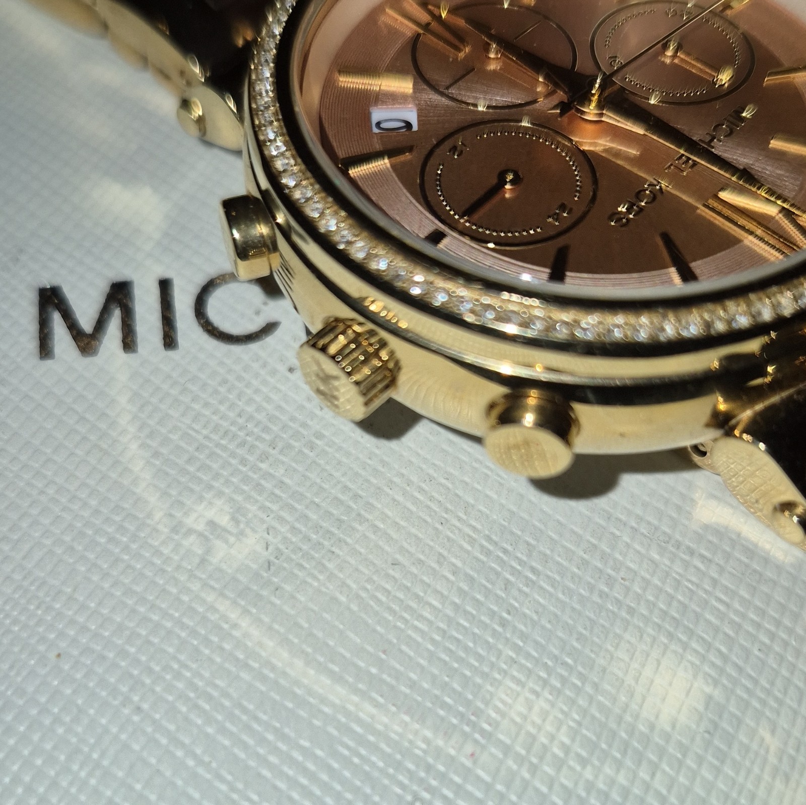 Michael Kors Rose Gold Tone Chronograph Date Quartz 39mm Stainless Bracelet