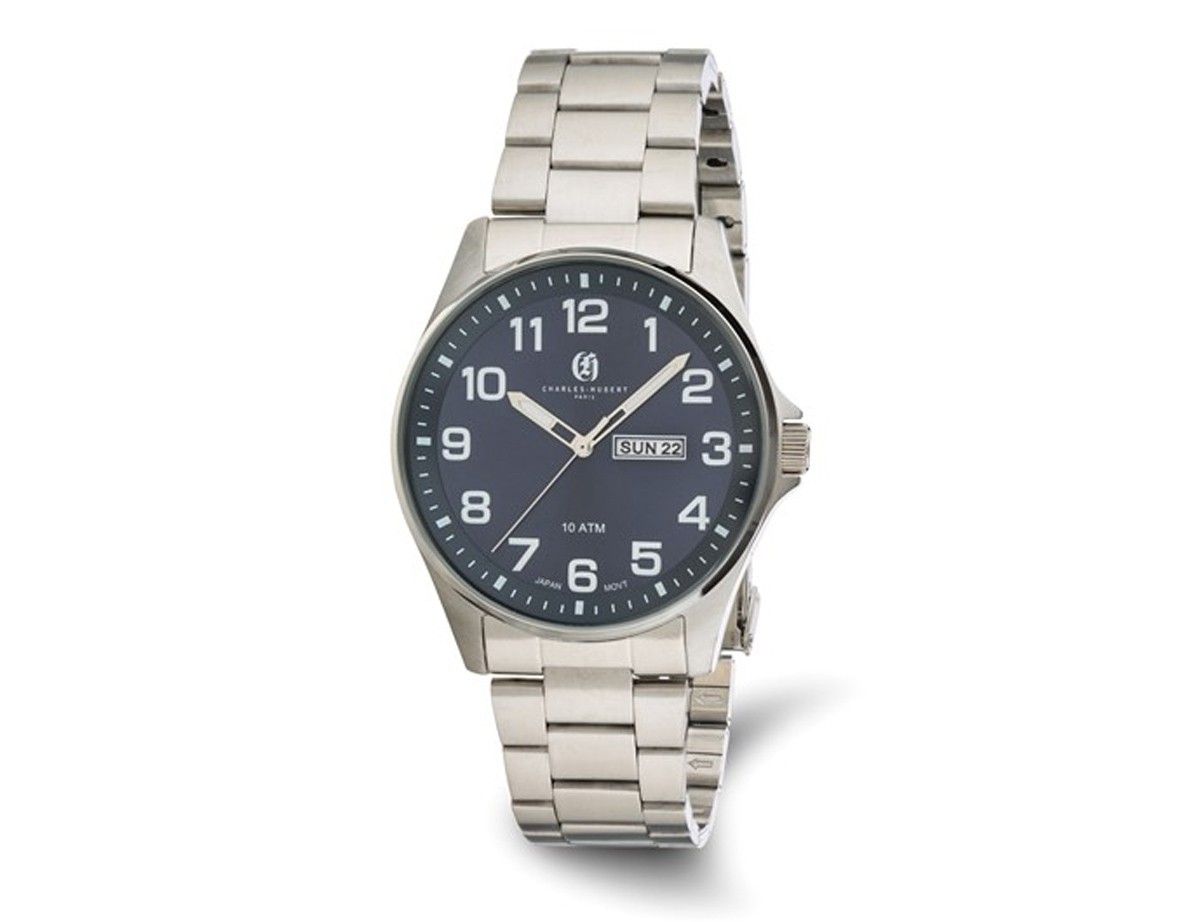 Mens Charles-Hubert Stainless Steel Blue Dial Watch (42mm)