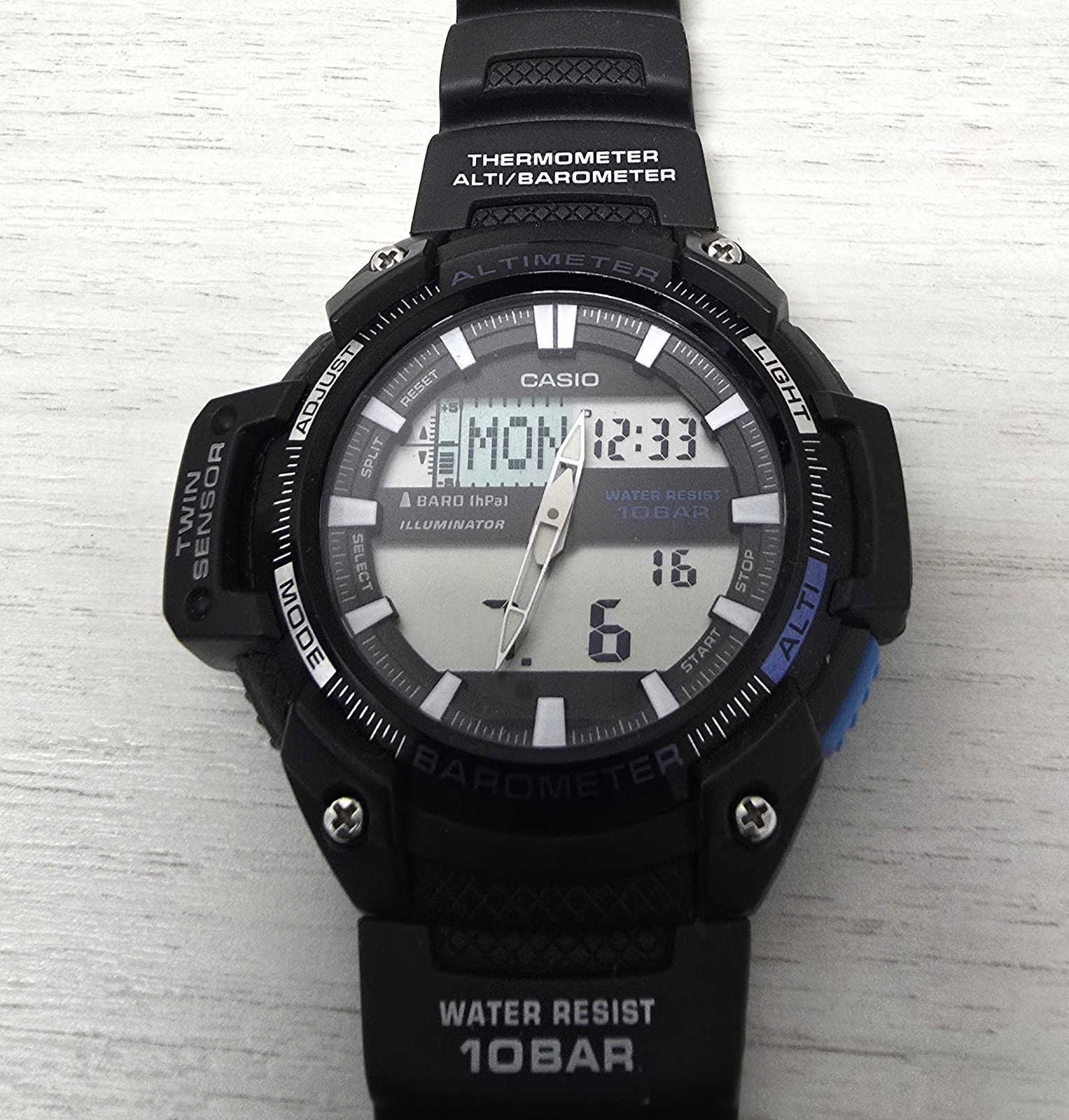 Men’s CASIO SGW-450 Twin Sensor Altimeter/Barometer Ana-Digi, New Battery
