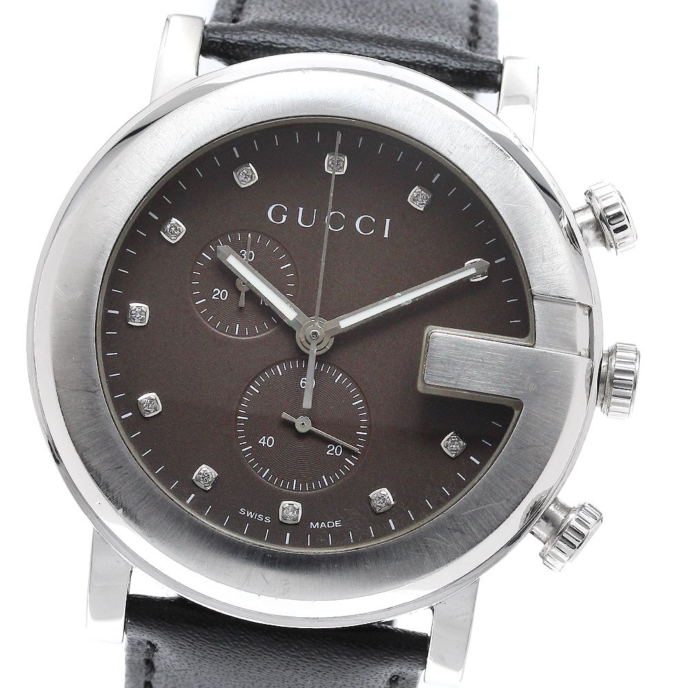 GUCCI G Chrono 101M/YA101344 11P diamond Brown Dial Quartz Men’s Watch_963395
