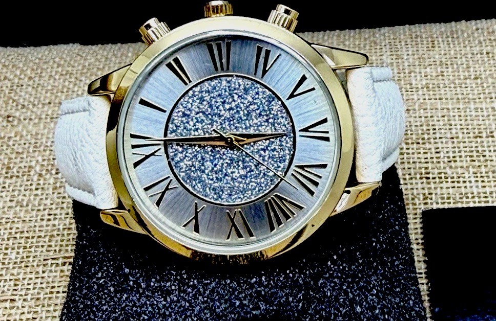 Kessaris ladies sparkle glitter face japanese movement Watch nib