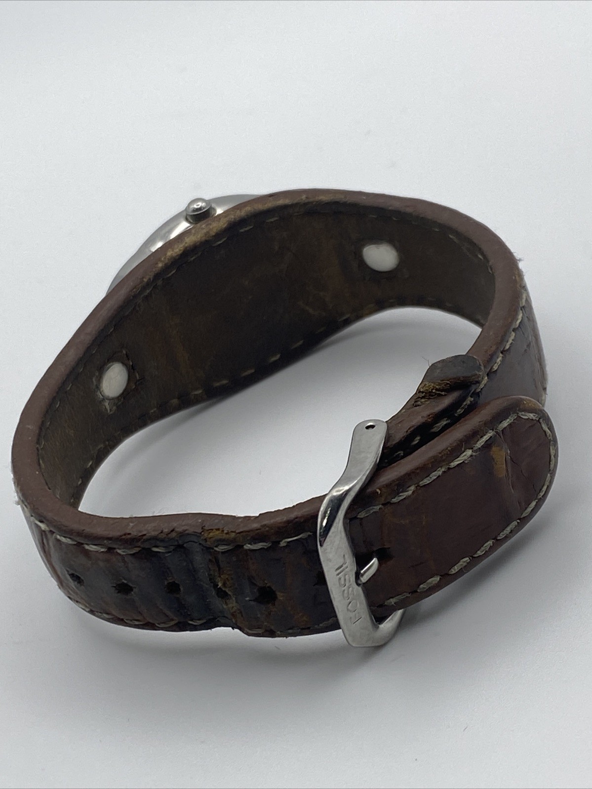 Fossil F2 Womens Watch ES-9730 22mm Case Brown Bund Strap Date New Battery