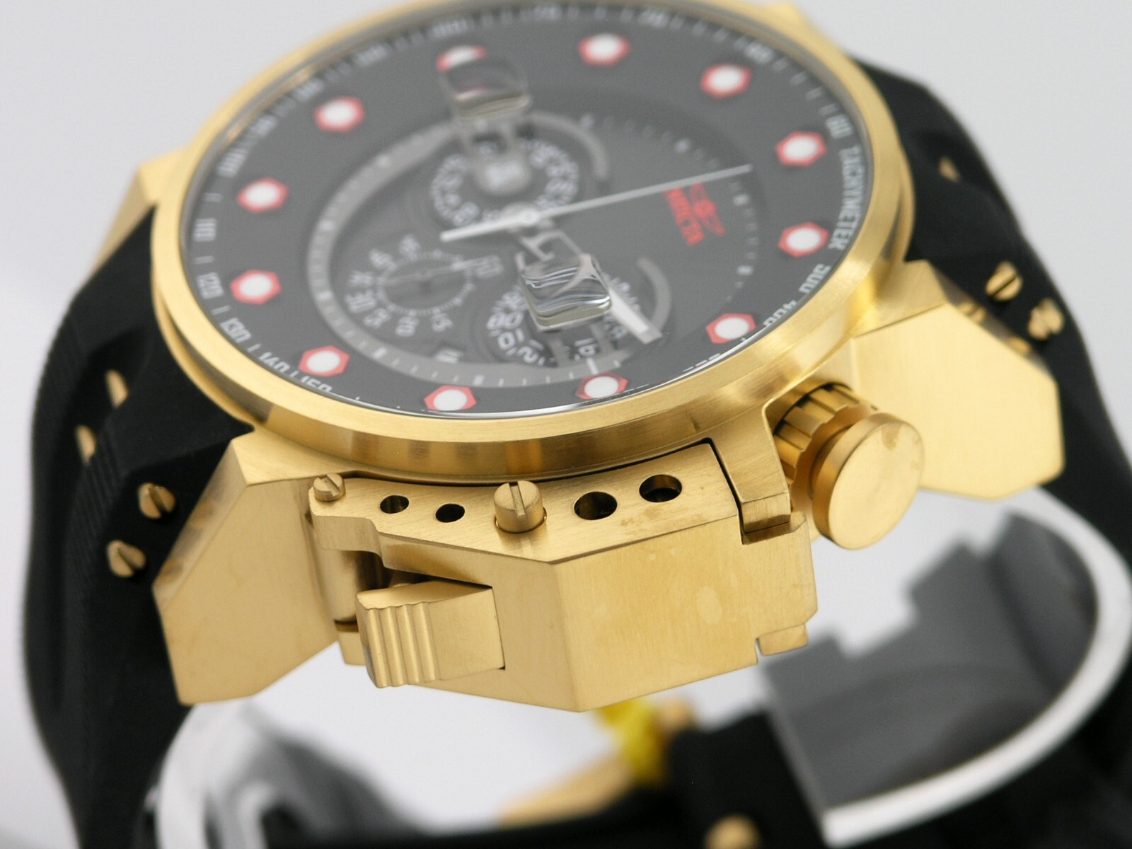 NEW INVICTA 25272 I FORCE BOMBER CHRONOGRAPH BLACK DIAL GOLD STEEL WATCH