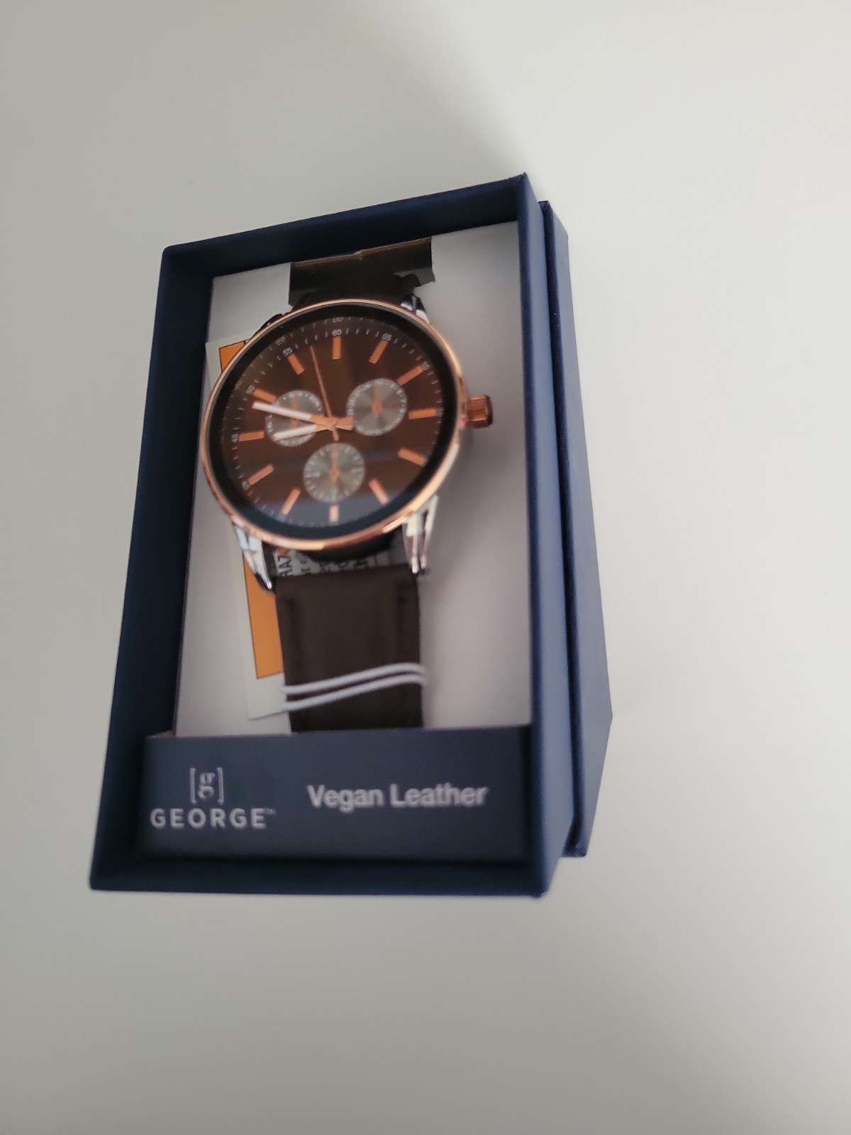 GEORGE Men’s Gunmetal Case, Black Easy Read Dial and Cognac Vegan Leather Watch