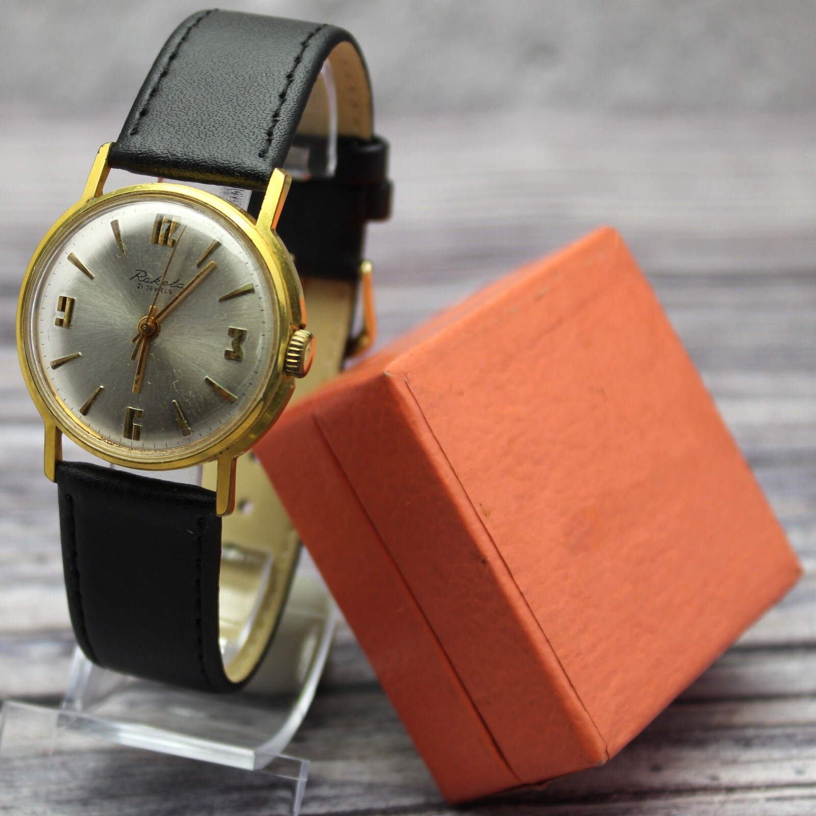 RAKETA Baltika Gilded mens watch USSR 1960s in Box Soviet Rocket watch РАКЕТА⌚🚀