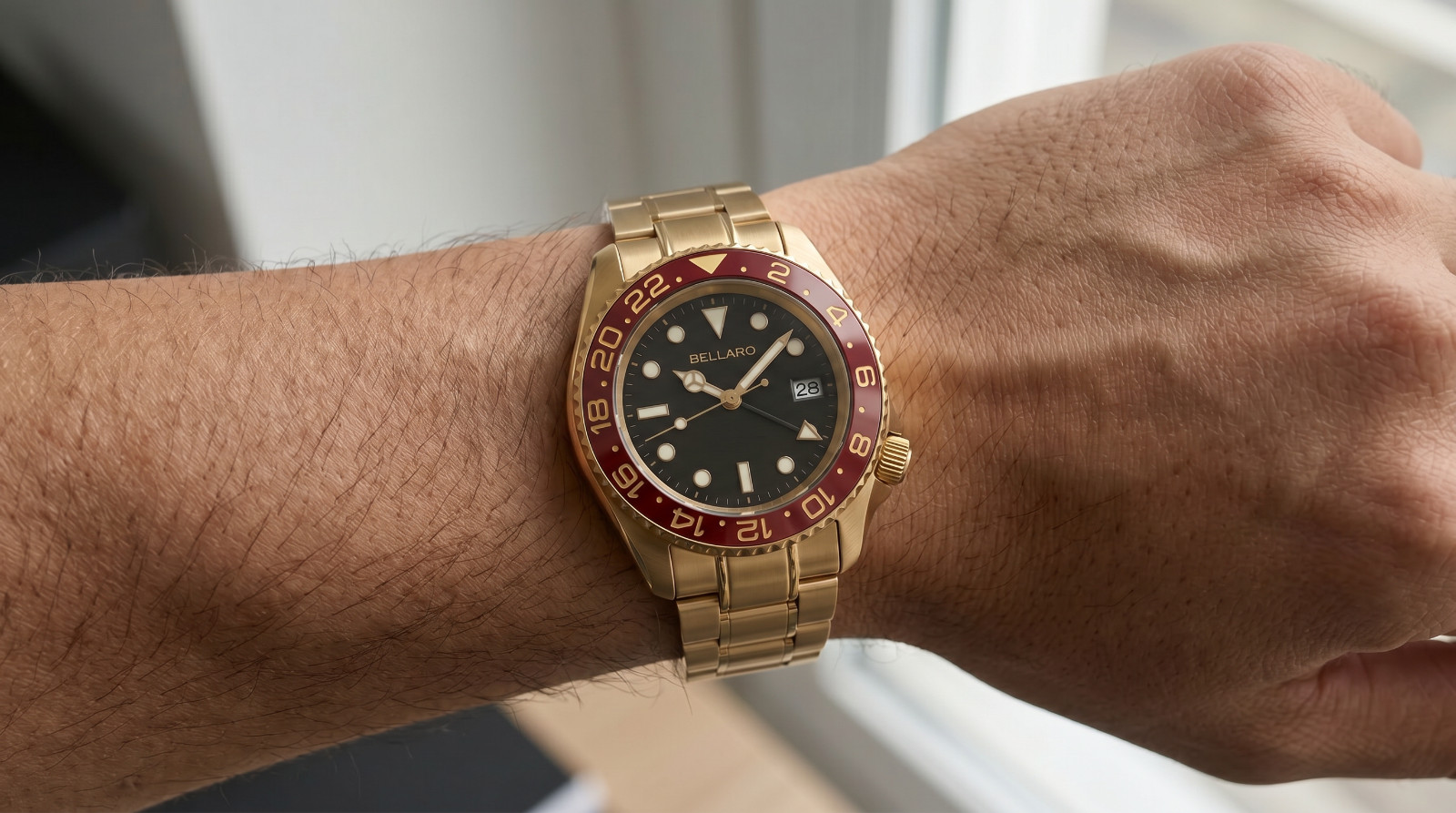 BELLARO GMT Style Watch – NH35 Automatic – Sapphire Crystal Black Dial