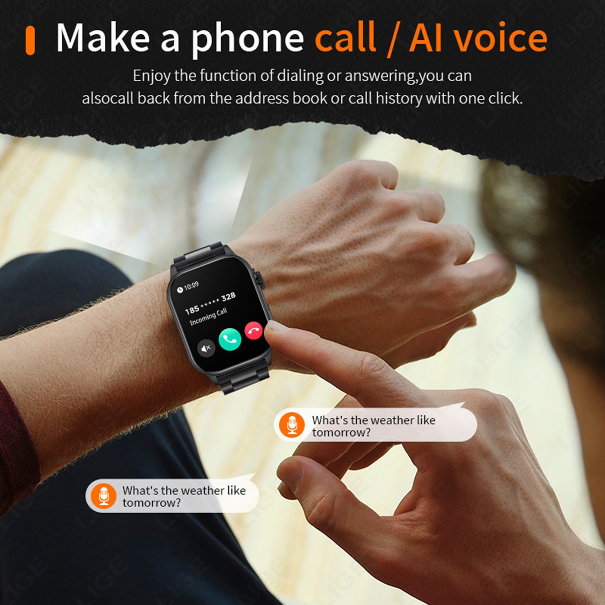 Men Smart Watch 2.01» Rectangle Sport Watch Health Monitor Call Reminder Watch