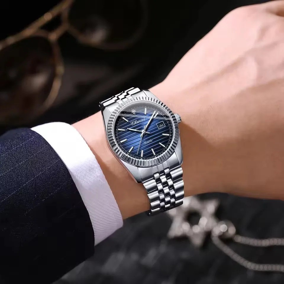 CHENXI Men’s Quartz Watch Stainless Steel Round Dial Fashion Casual Wristwatch