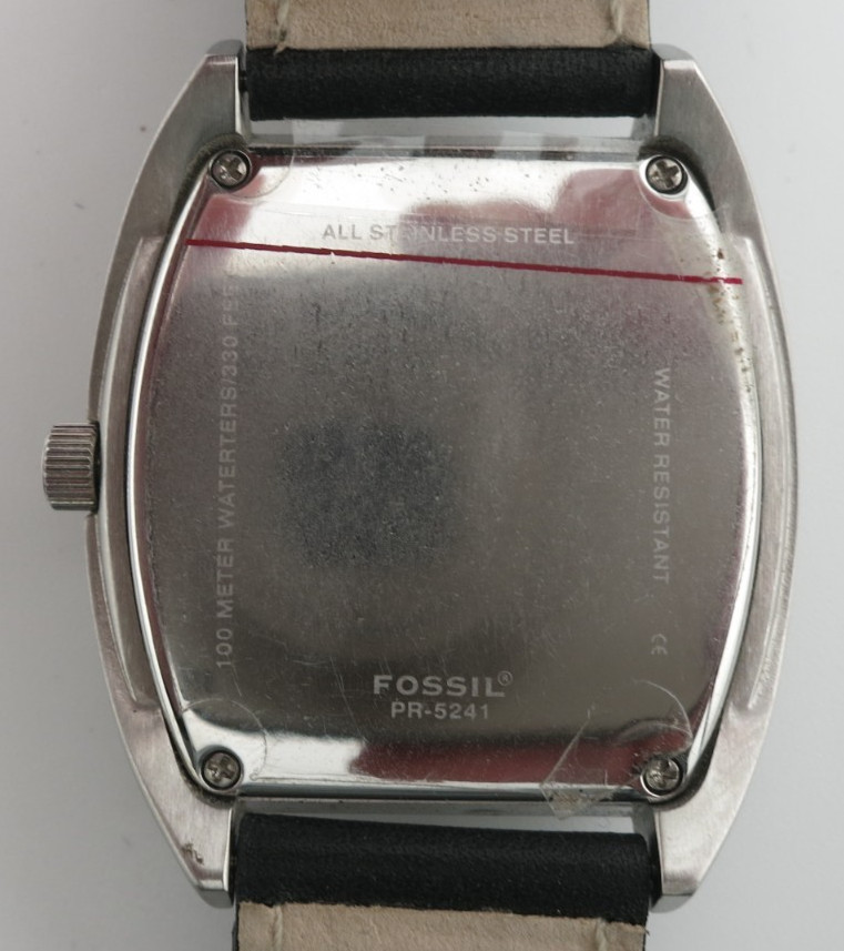 Fossil Steel and Black Leather Analog Quartz Watch – PR-5241 – New Battery