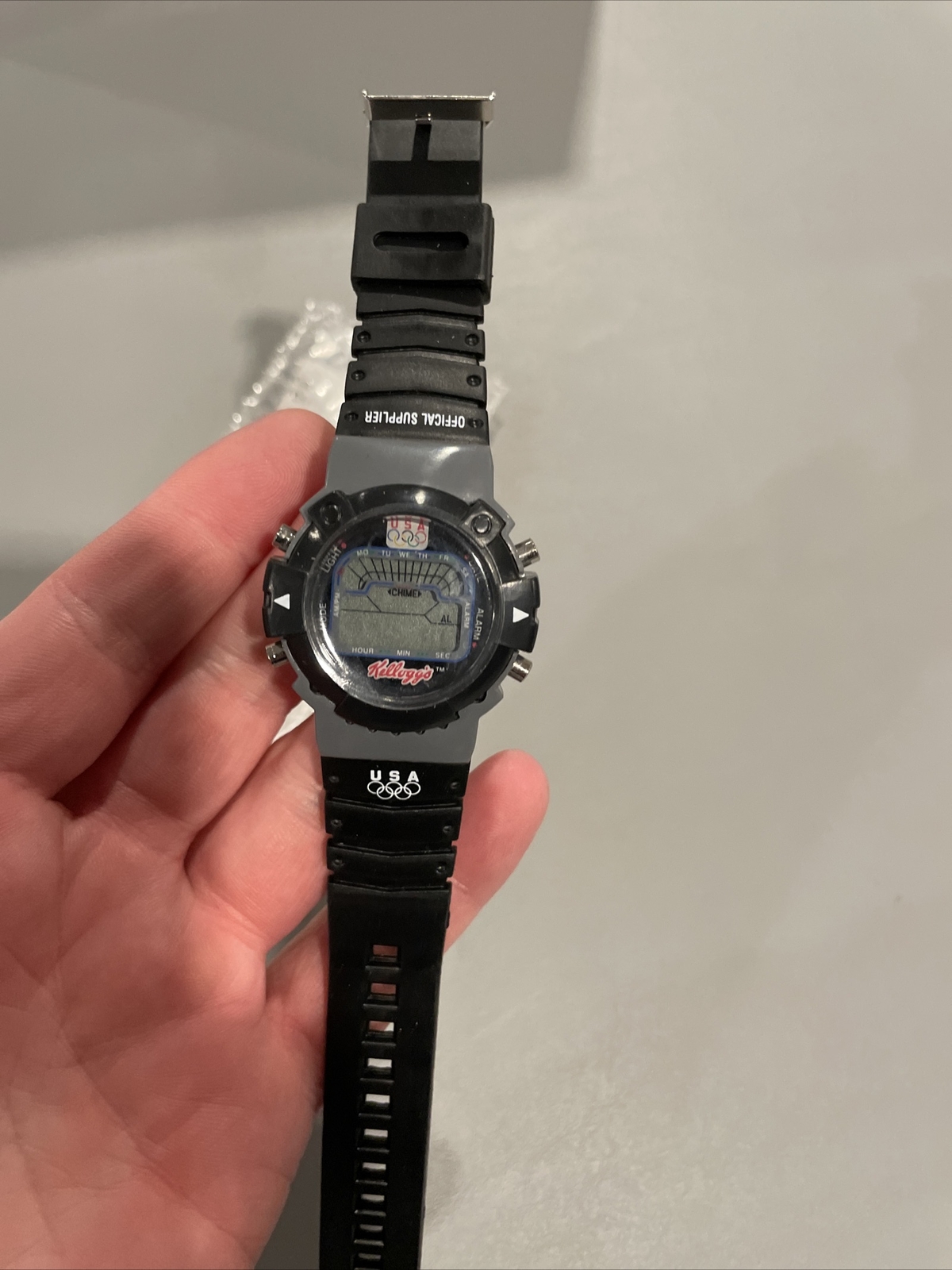 Vintage Kelloggs LCD Chronograph Wrist Watch USA Olympics Promo mail away