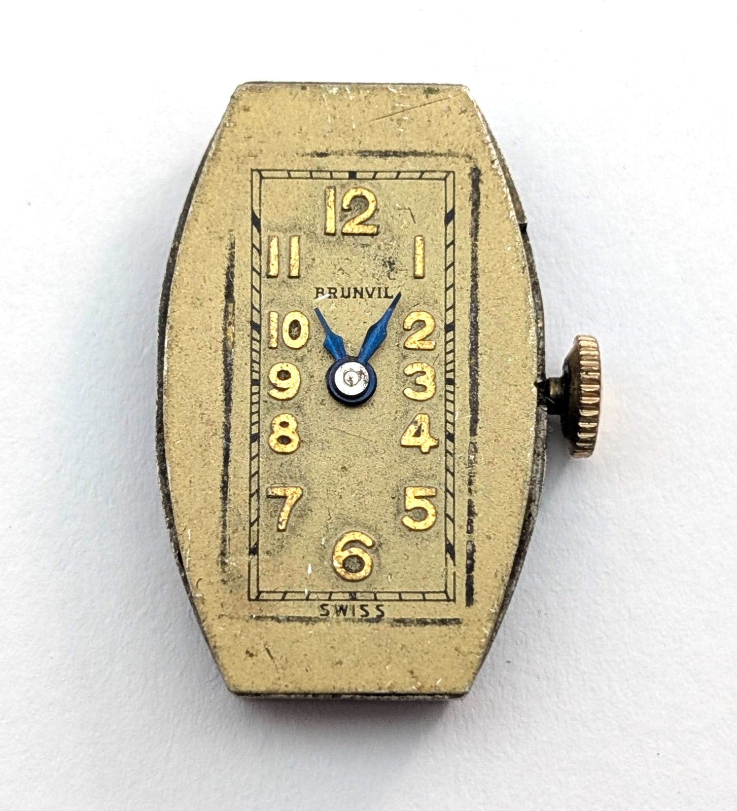 Vintage BRUNVIL 7j Art Deco Ladies 15mm Mechanical Watch Movement PARTS REPAIR