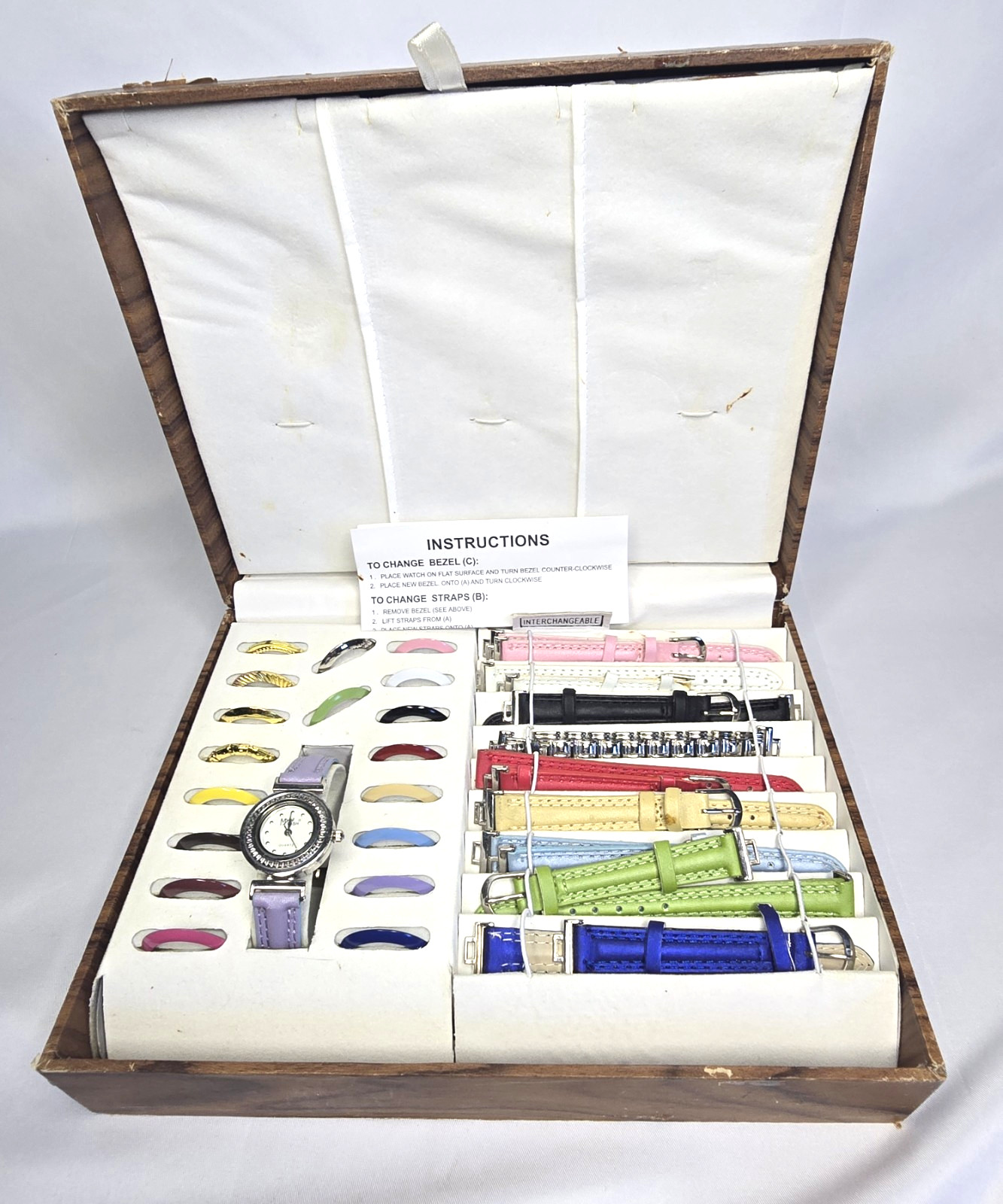Vintage My Wish Collezioni Interchangeable Watch Set Multi-Color Bands Bezels