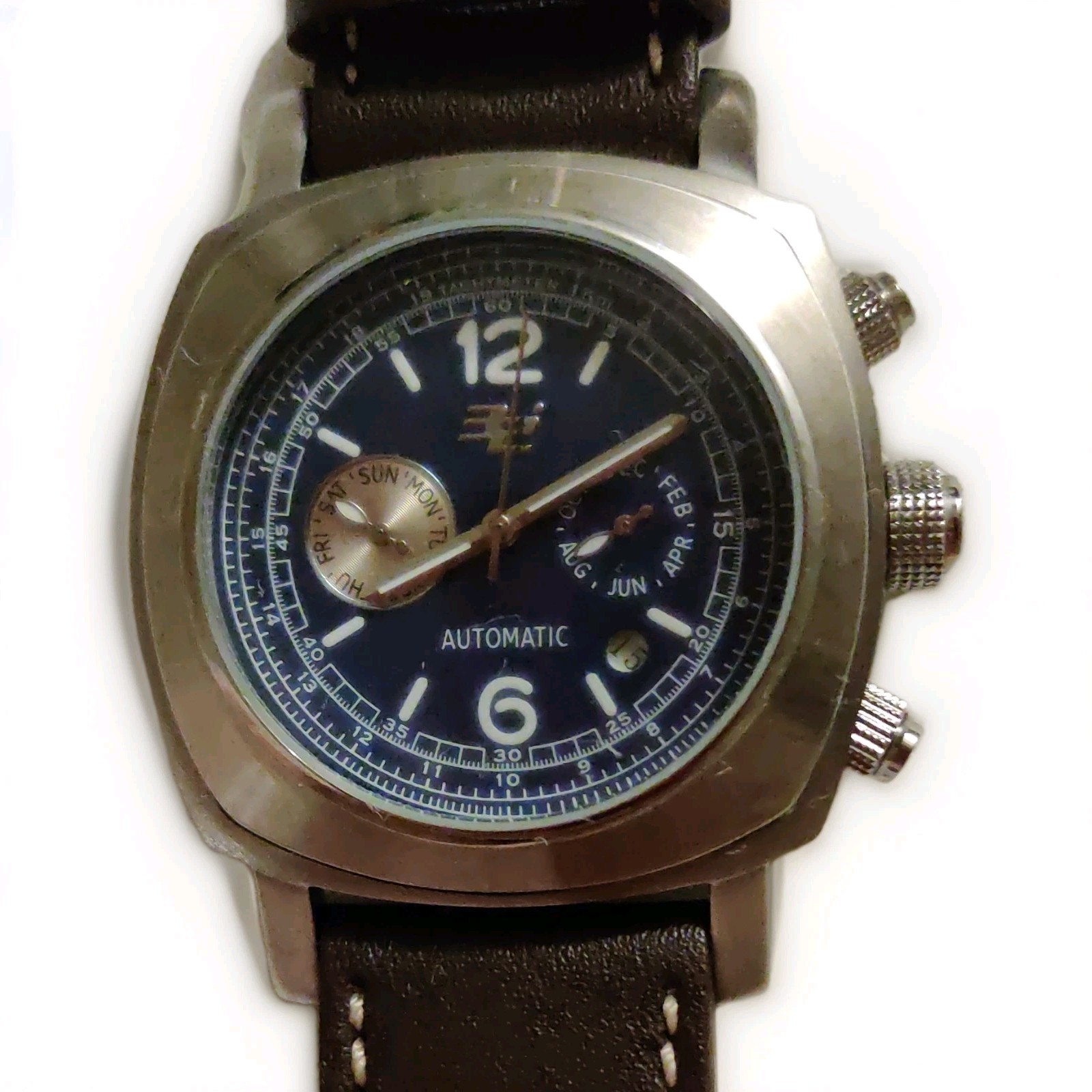 32 Degree Automatic Watch Blue face leather strap.