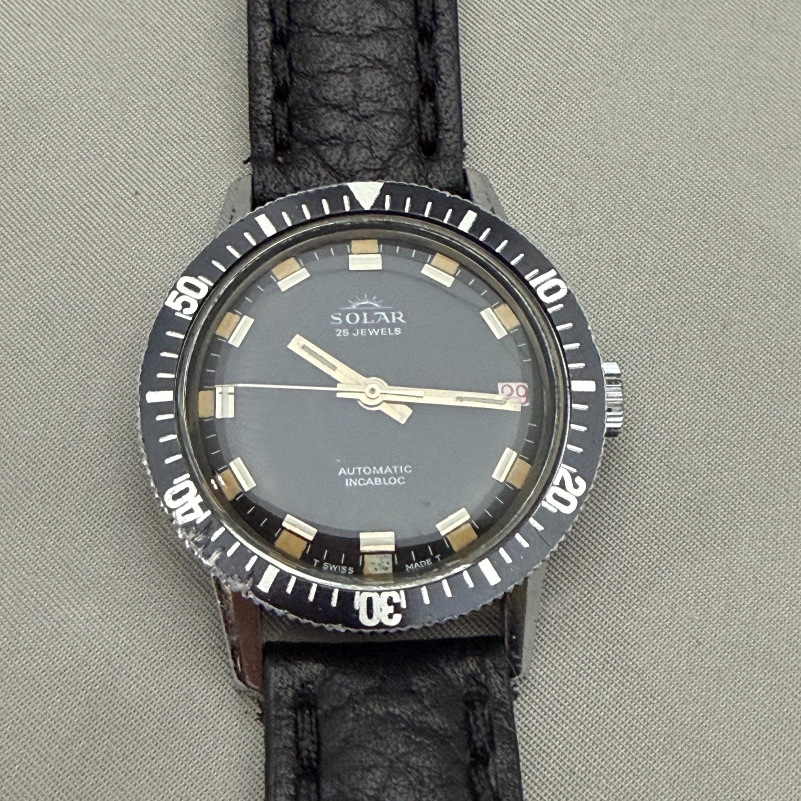 Gallet Solar Automatic 25 Jewel Swiss Vintage Diver Watch Swiss