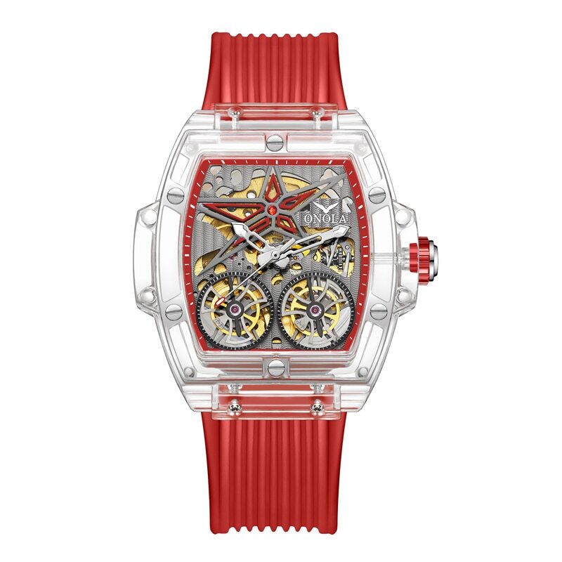 Men’s Watch Plastic Transparent Hollow Full Automatic Mechanical Watches Men