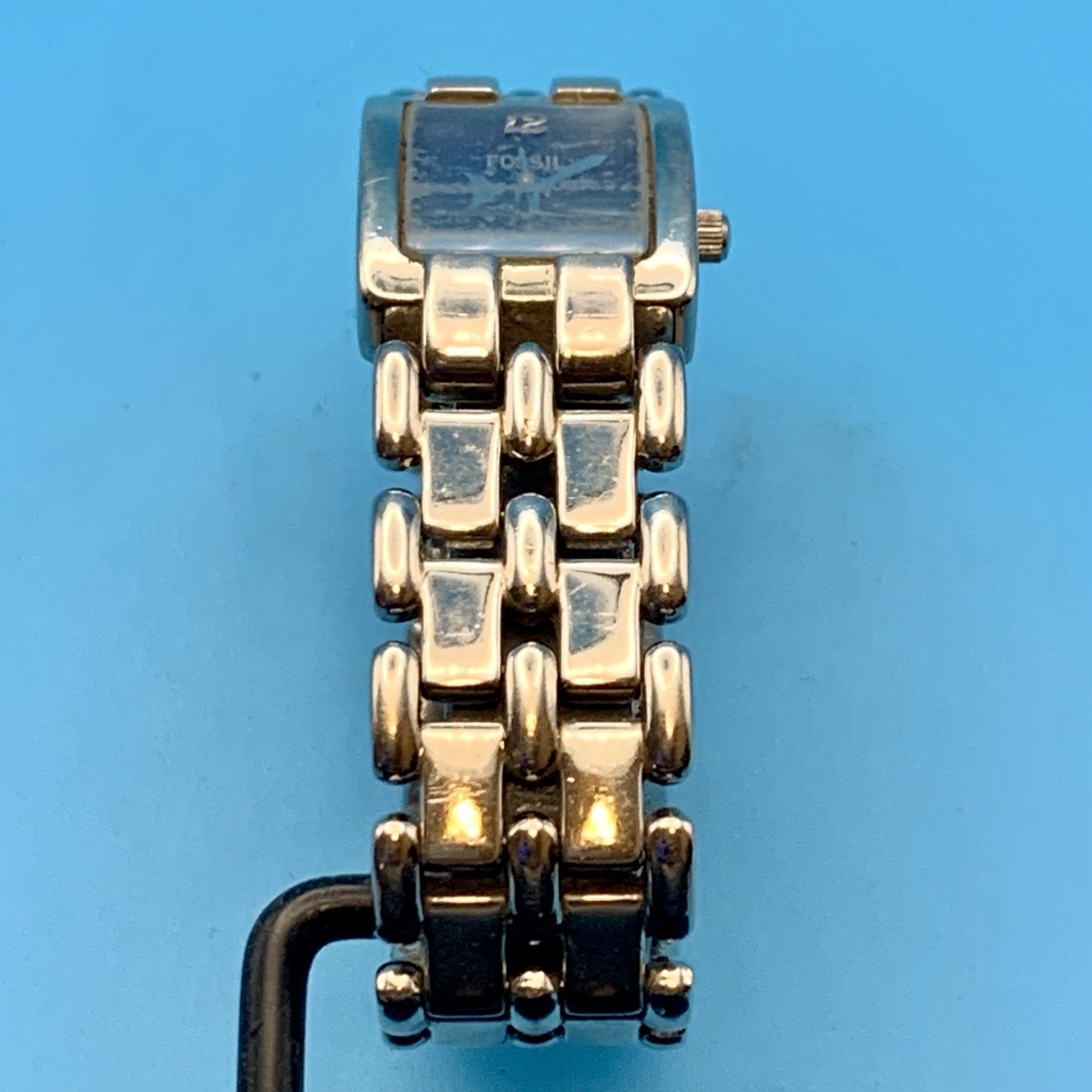 FOSSIL F2 ES-8930 Women’s Tank Quartz Bracelet Wristwatch Working New Battery