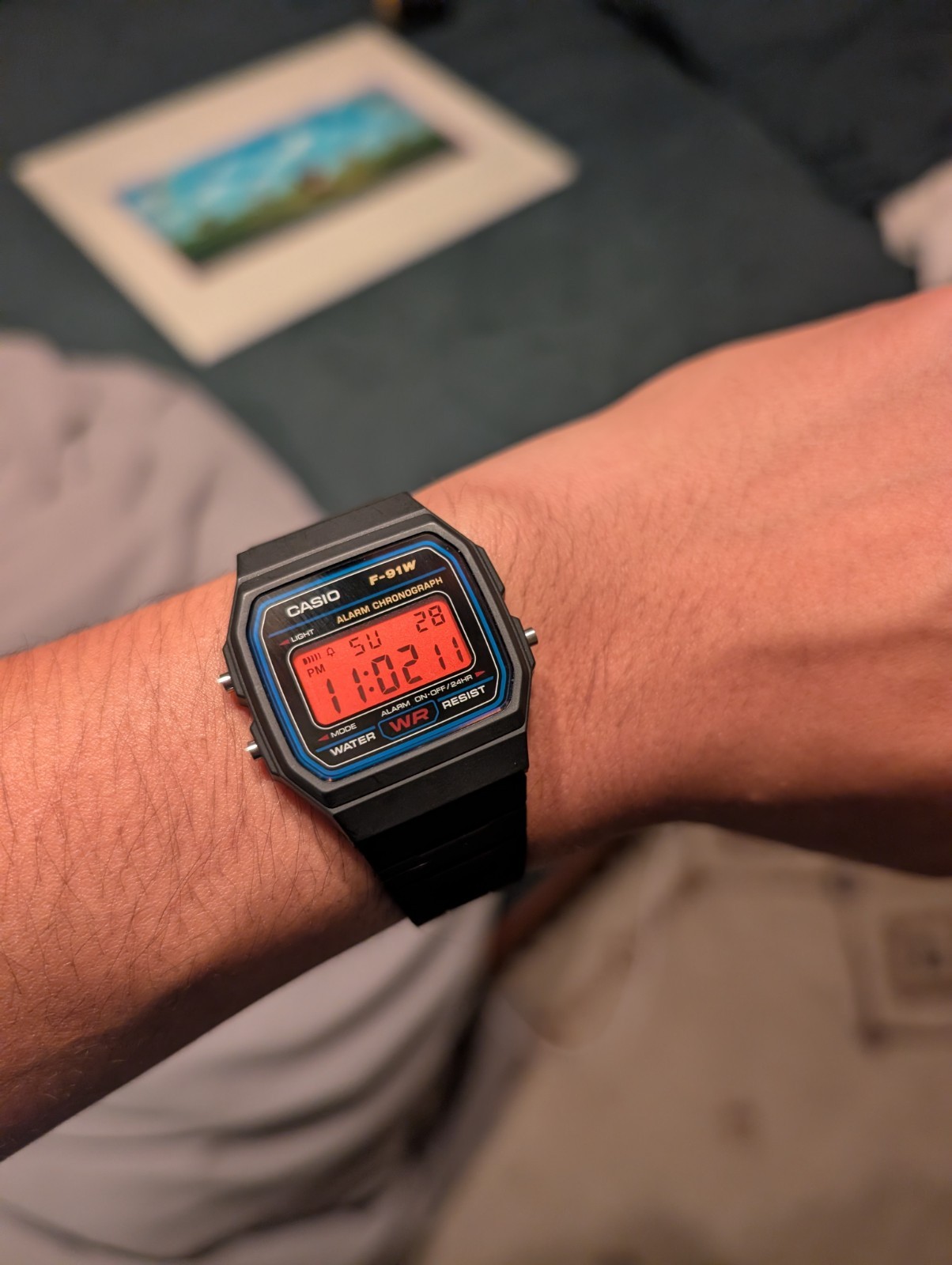 Casio F91W Red Screen Custom Digital Watch Mod New Box And Tag
