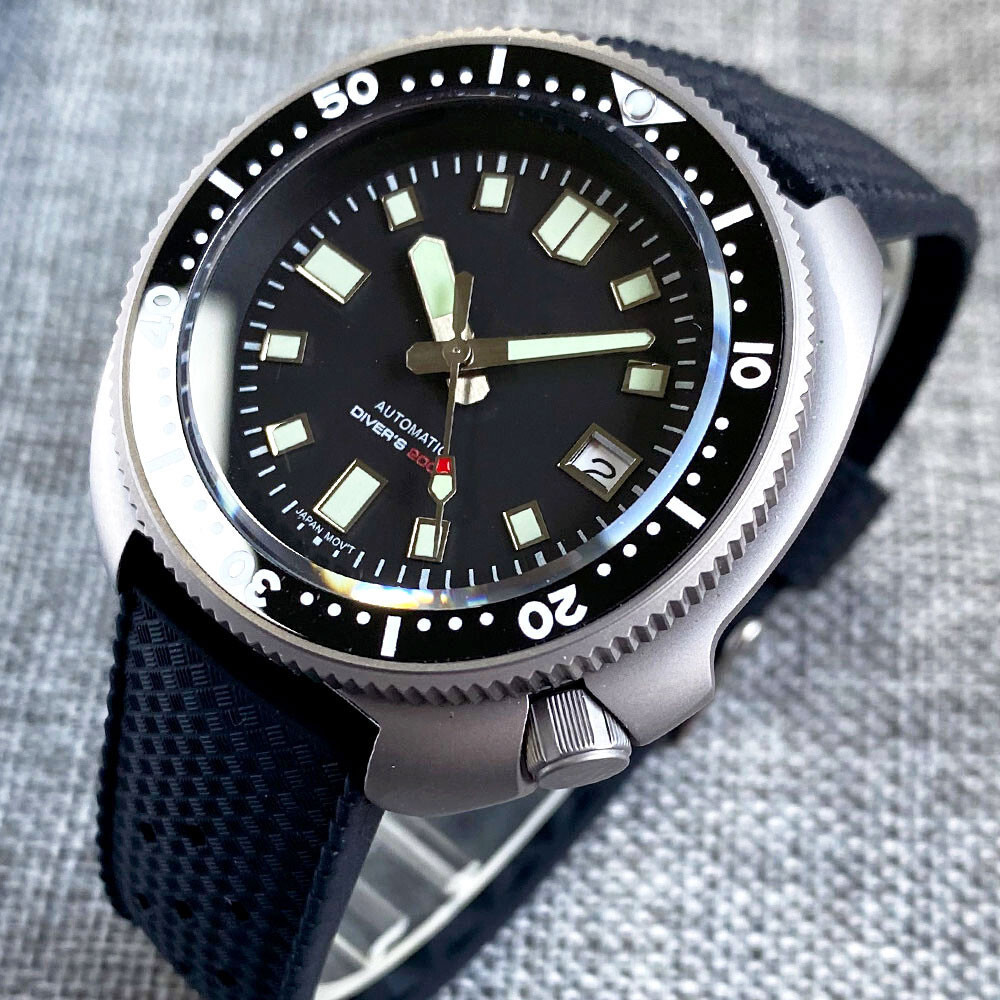 Titanium 20ATM 44mm Tandorio Sterile Black Dial Japan NH35A Automatic Mens Watch