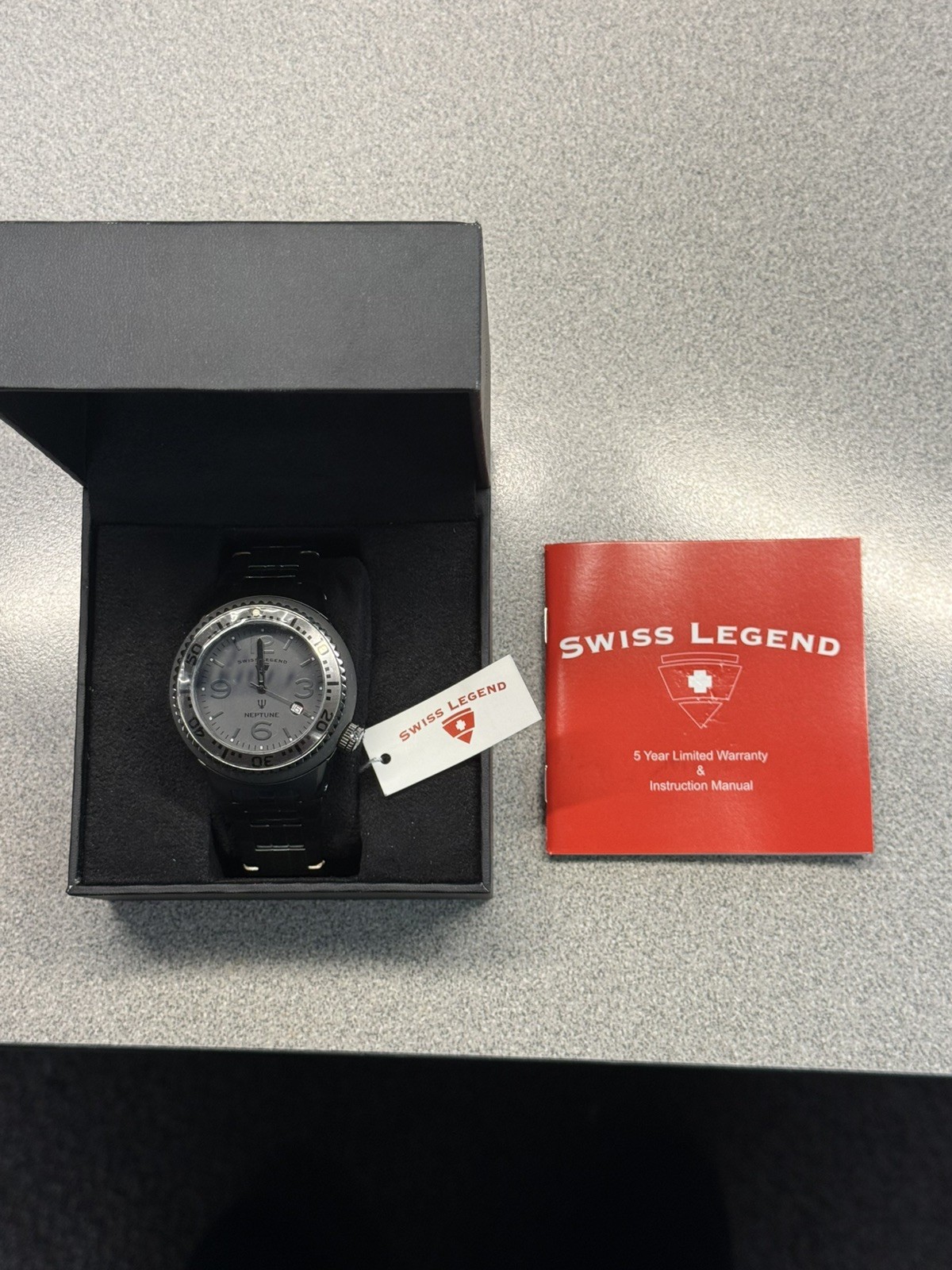 Swiss Legend Gray Neptune Watch – Stainless Steel Bracelet – Never Worn w/ Tags
