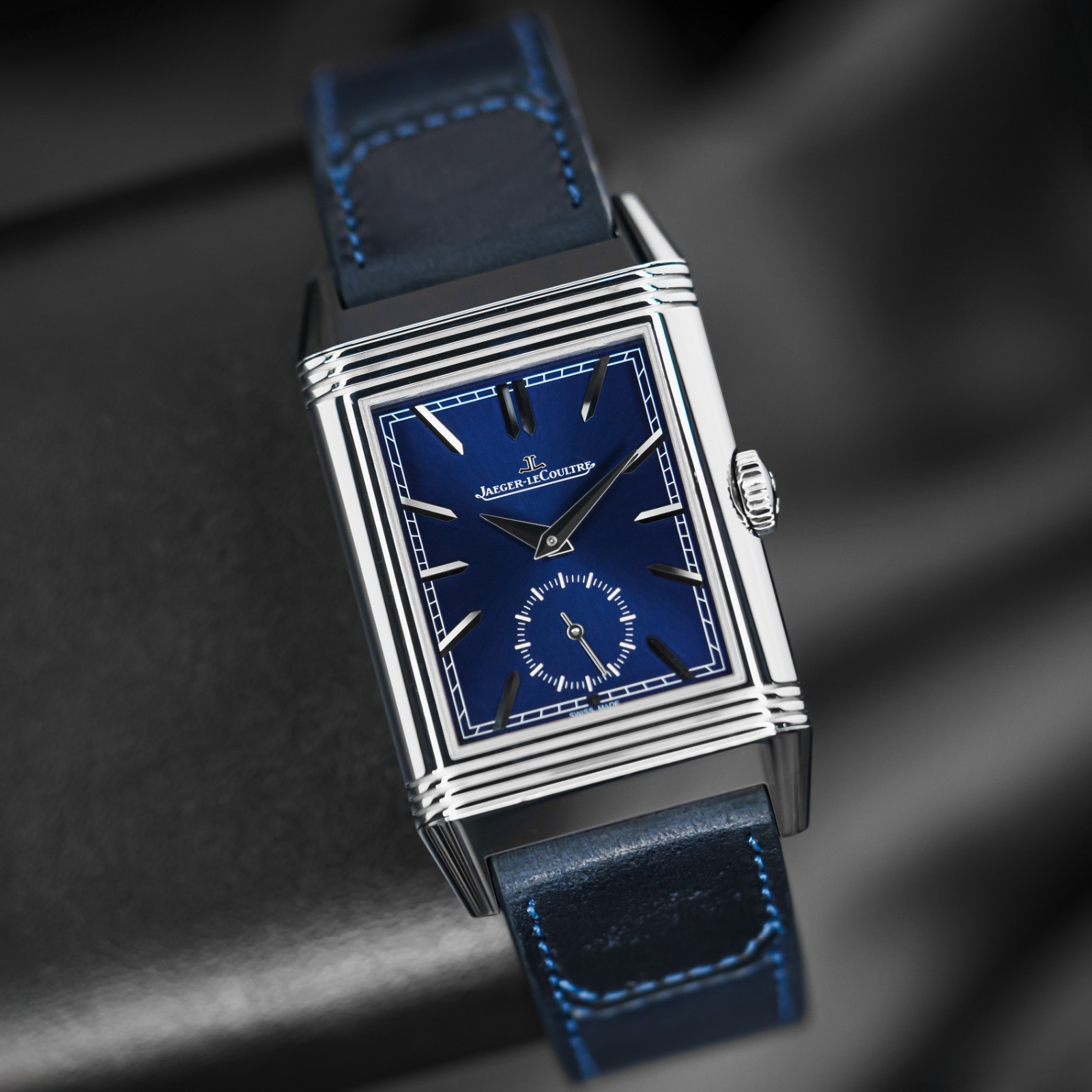 JLC Reverso Tribute Duo Face Q3988481 Black and Blue Dial Excellent Shape B&P