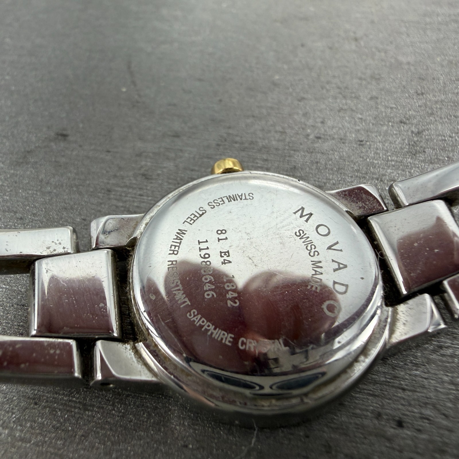 Movado Amorosa Watch Women 24mm Black Dial Two Tone Round 81 E4 1842 New Batt B9