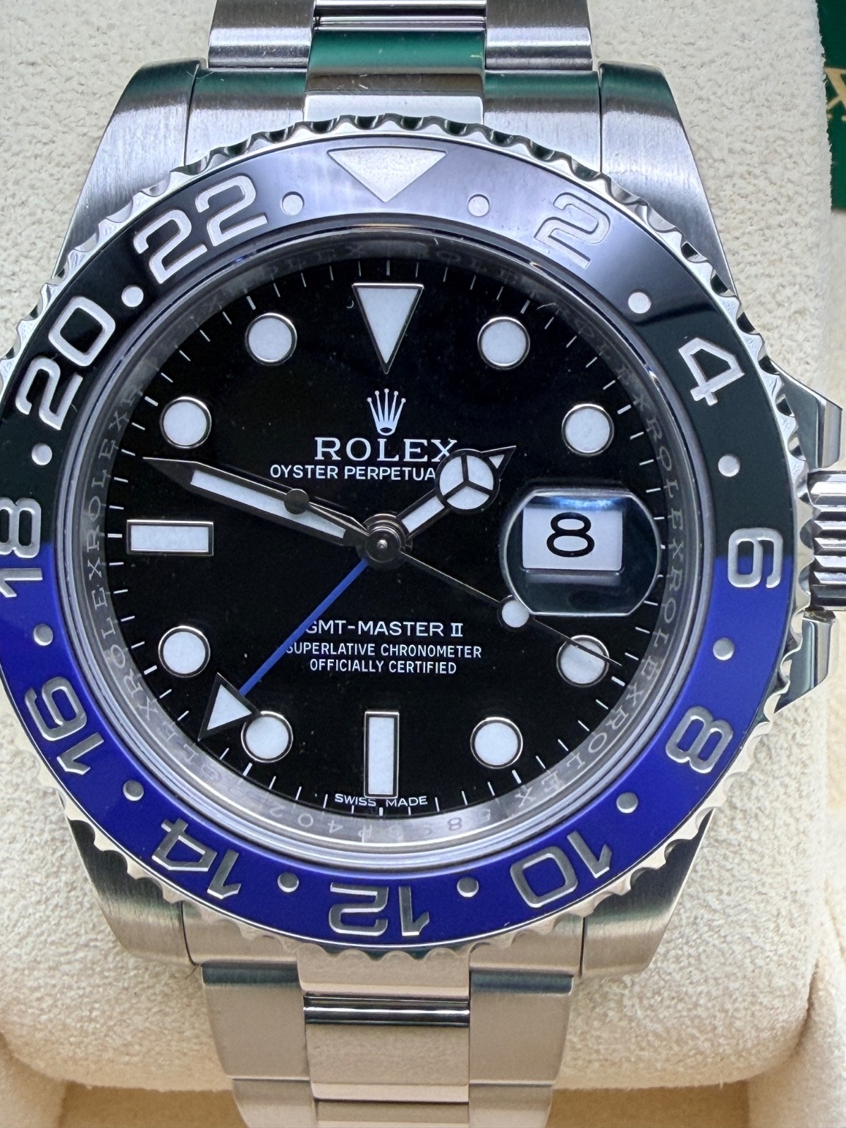 Rolex GMT-Master II 116710BLNR Silver Oyster Bracelet with Blue and Black Bezel