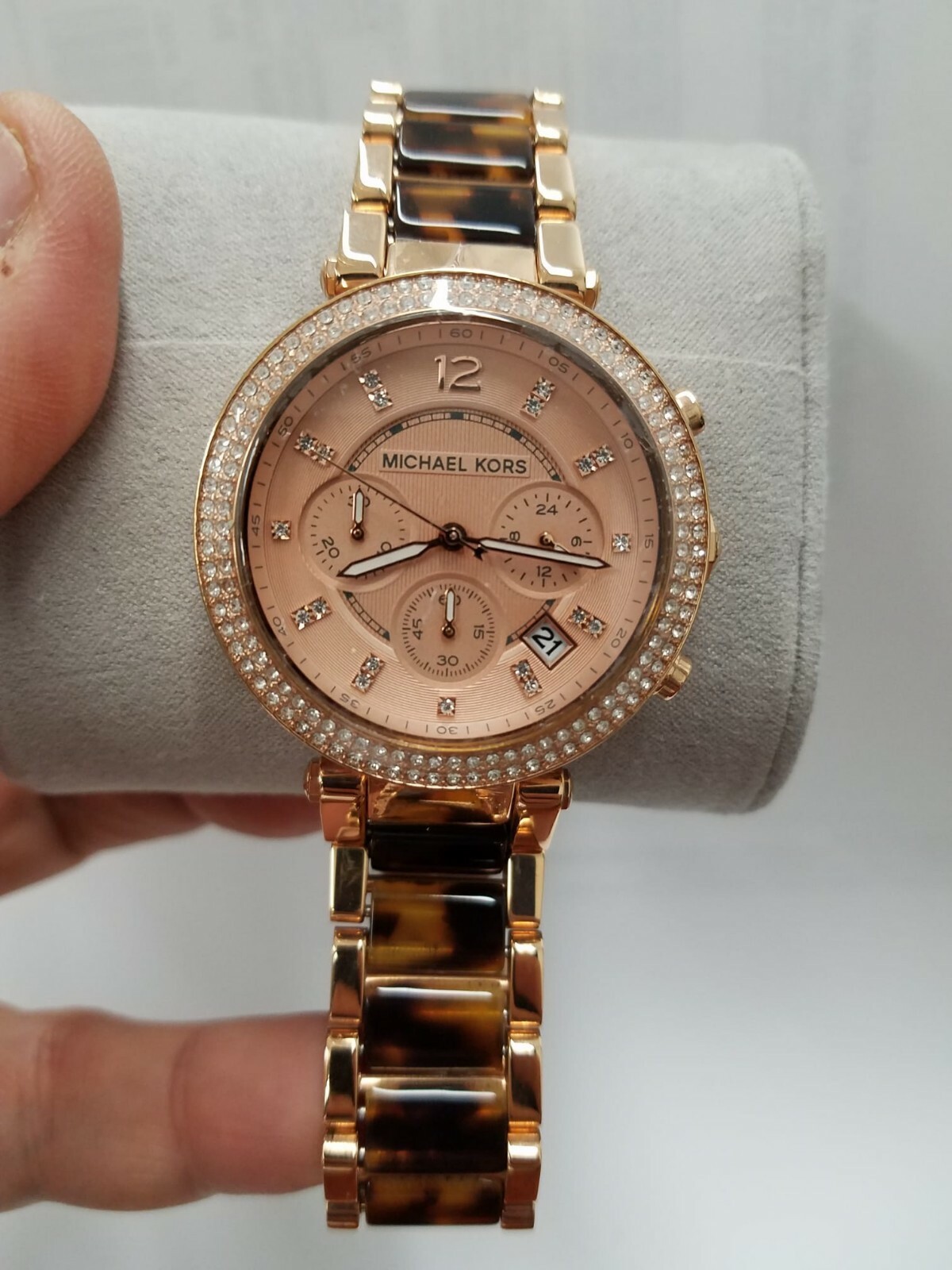 Michael Kors Chronograph Parker Rose Gold-Tone Tortoise Acrylic Watch MK5538