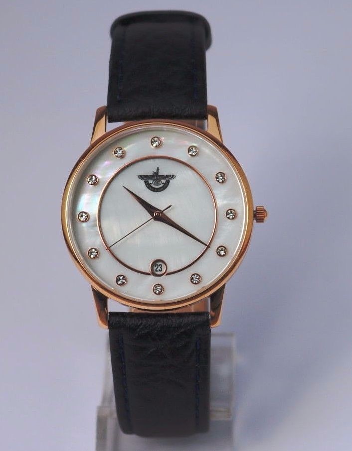 Damenuhr Armbanduhr Echt Leder Schwarz Faravahar / Farvahar Volks Juwelier 5 ATM