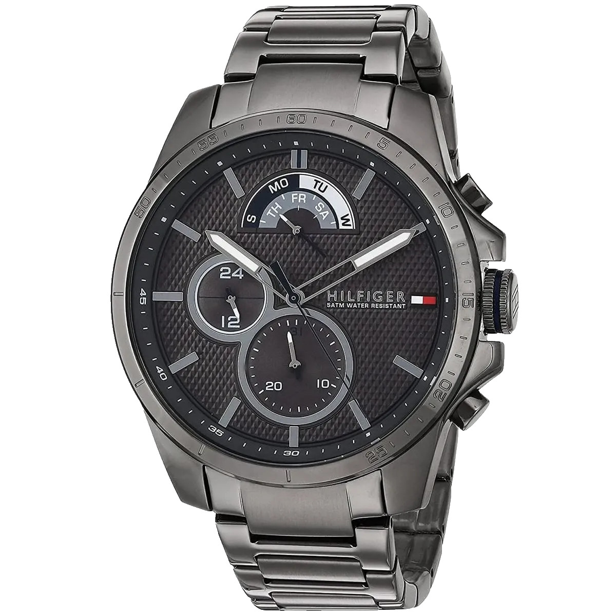 TOMMY HILFIGER CHRONOGRAPH 1791347 GRAY DIAL GRAY METAL BRACELET 46MM MENS WATCH