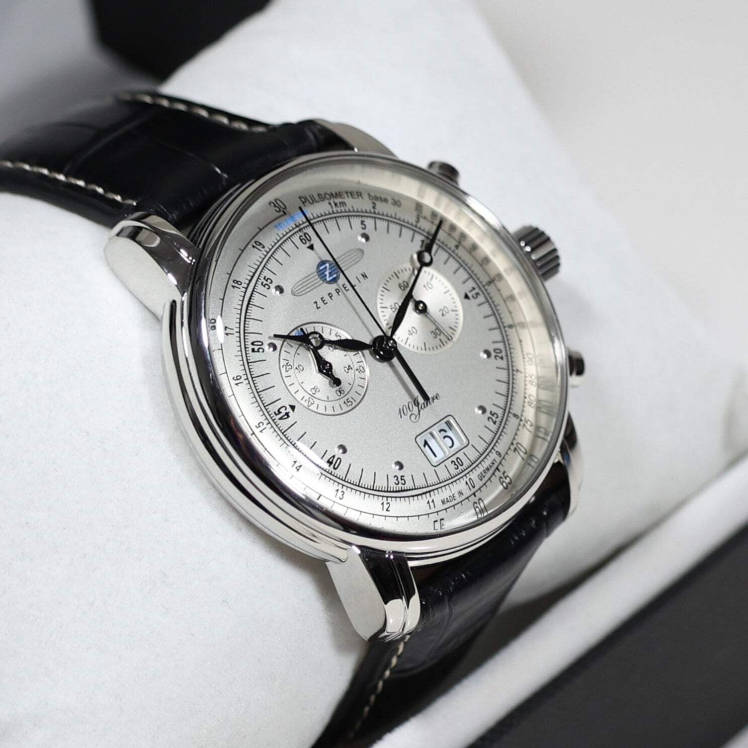 Zeppelin 100 Years Men’s Chronograph Black Leather Strap Watch 7690-1