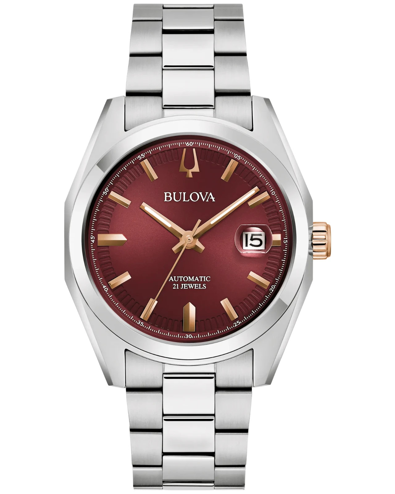 Bulova Surveyor Automatic Red Dial Stainless Steel Men’s Watch 98B422