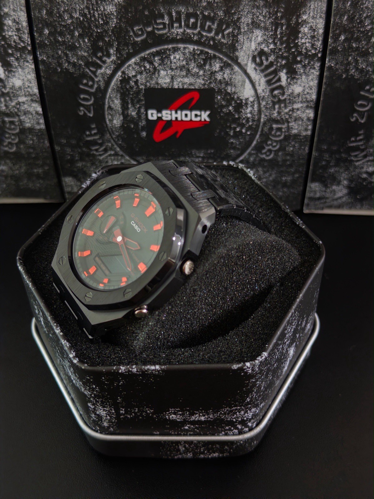 Casio GA-2100 G-Shock Watch – Sandblasted Black Case Mod – Black Dial