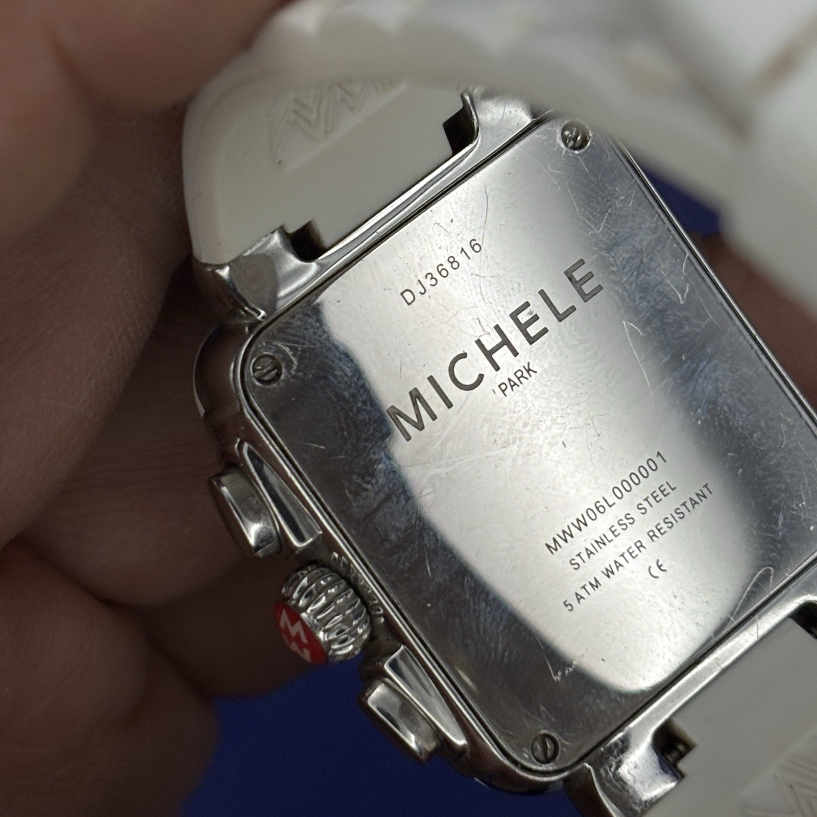 Michele Park MWW06L000001 White Rubber Strap Ladies Watch FOR PARTS/REPAIR