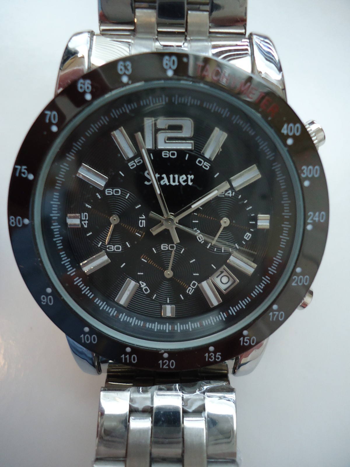 NEW Stauer Jet Setter Mens Watch 41mm Black Dial Chronograph w/ PE90 Movement