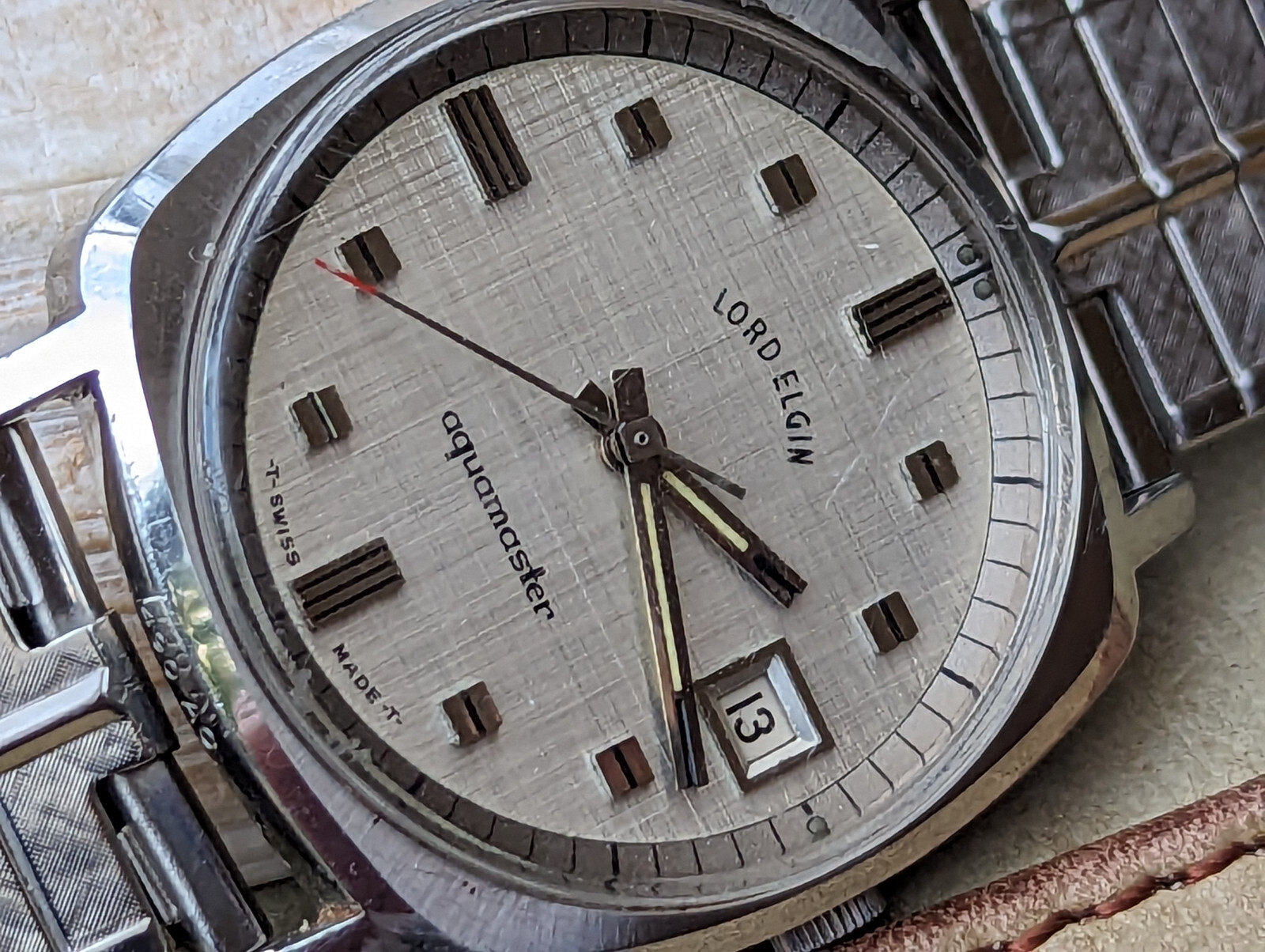 Vintage Lord Elgin Aquamaster Diver w/Linen Dial,»PAT PEND» JB Champion Bracelet