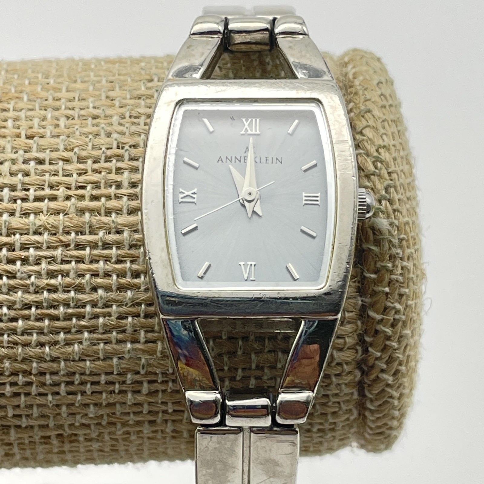 ANNE KLEIN Watch Womens Roman Numeral Quartz Japan V122 Bracelet Silver Tone