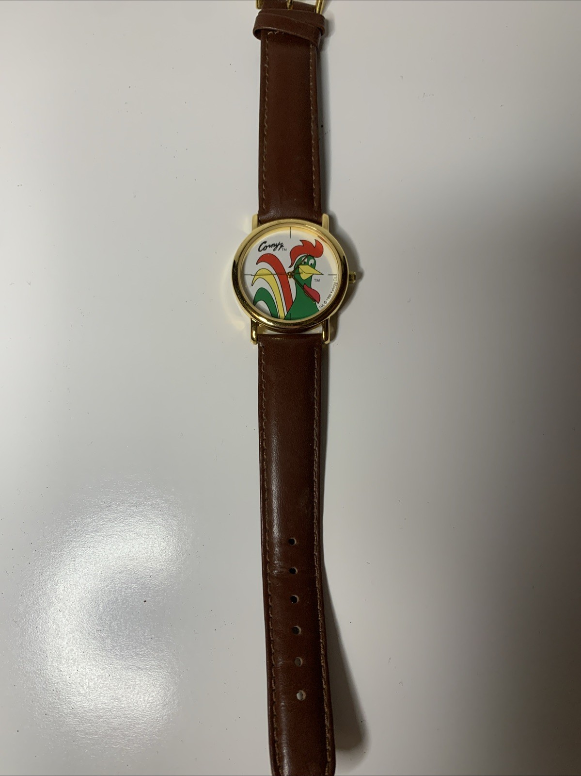 Kellogs Corn Flakes Corny Watch Men 33mm Gold Tone 1996 For Parts / Bad Battery