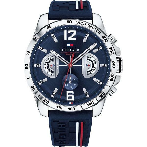 NEW TOMMY HILFIGER «DECKER» TH1791476 BLUE/SILVER/RED CHRONOGRAPH MENS WATCH