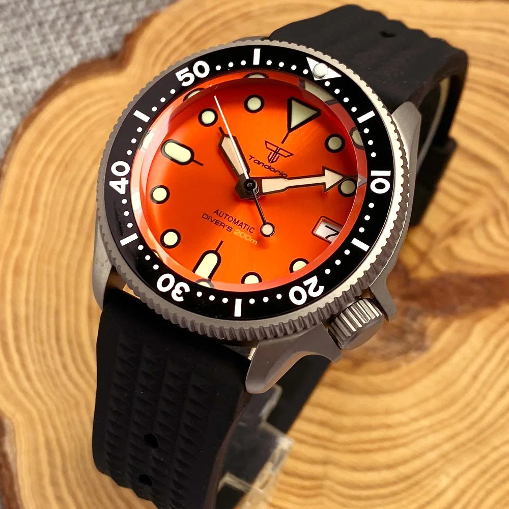 Tandorio New 20ATM 37mm SKX Style Diver Titanium Automatic Watch Sapphire Glass